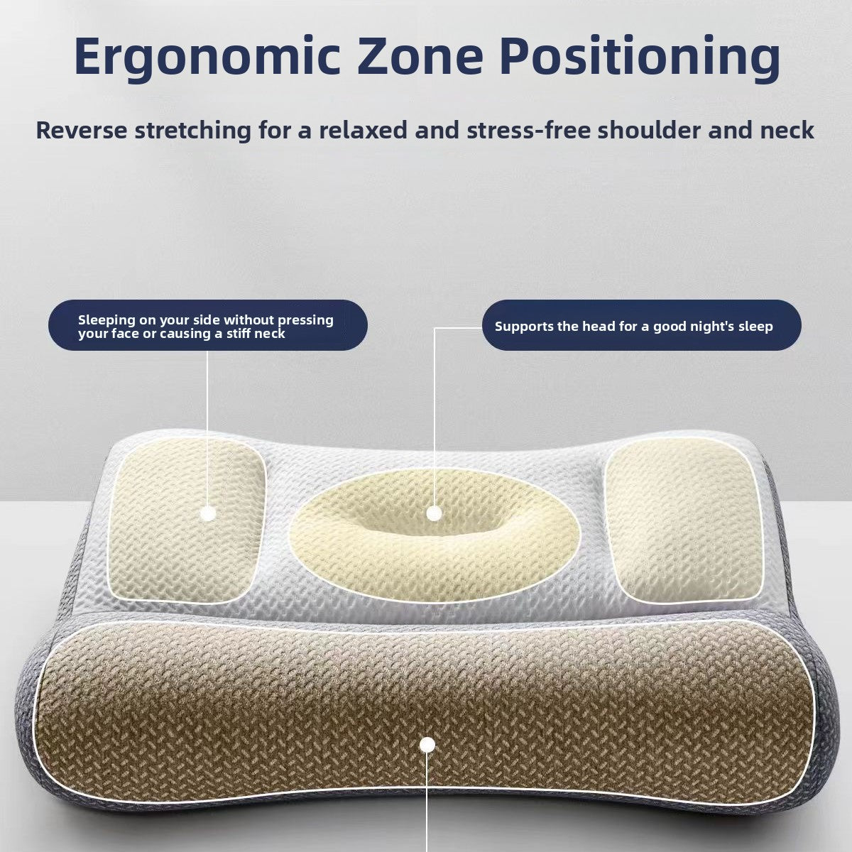 Cervical Support Pillow - Ergonomic Neck Support Sleeping Pillow with Polyester Fibre Filling