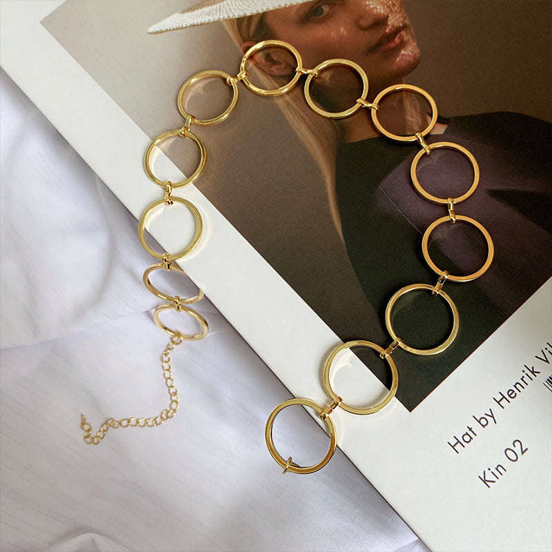 Lockable Collar Necklace–Adjustable Gold & Silver Chain Necklace, Minimalist Statement Jewellery for Women