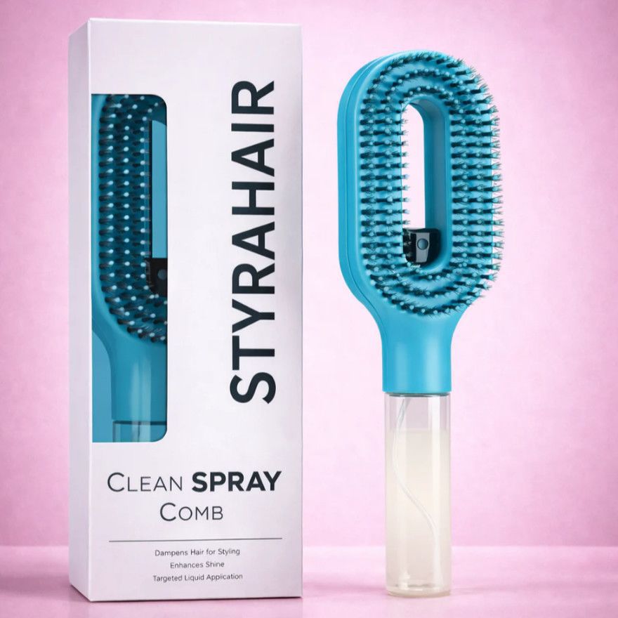 Spray Detangling Hair Brush - One-Touch Water Mist Comb for Frizz Control & Everyday Hair Styling
