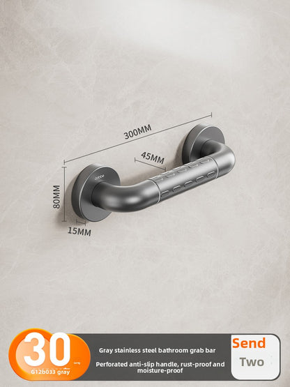 Stainless Steel Bathroom Grab Bar - Wall Mounted Safety Support Rail with Optional Luminous Ring