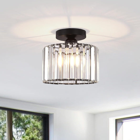Modern Crystal LED Ceiling Light - Round Flush Mount Hallway & Bedroom Light