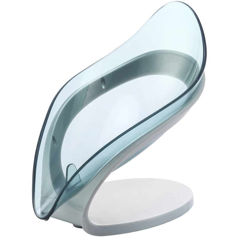 Leaf Soap Holder with Drain-Self Draining Suction Cup Soap Dish-Bathroom Sink Soap Saver Tray
