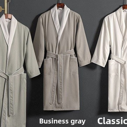 Luxury Double-Layer Bathrobe - Soft Absorbent Unisex Hotel Style Dressing Gown for Men & Women