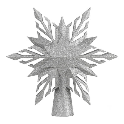 LED Christmas Tree Topper with Snowflake Projection - Gold & Silver Light-Up Christmas Tree Decoration