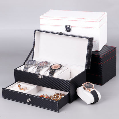 Double Layer Jewelry Box–Leather & Wood Jewellery Storage Organiser Case for Rings, Earrings & Necklaces (Luxury Display Box)
