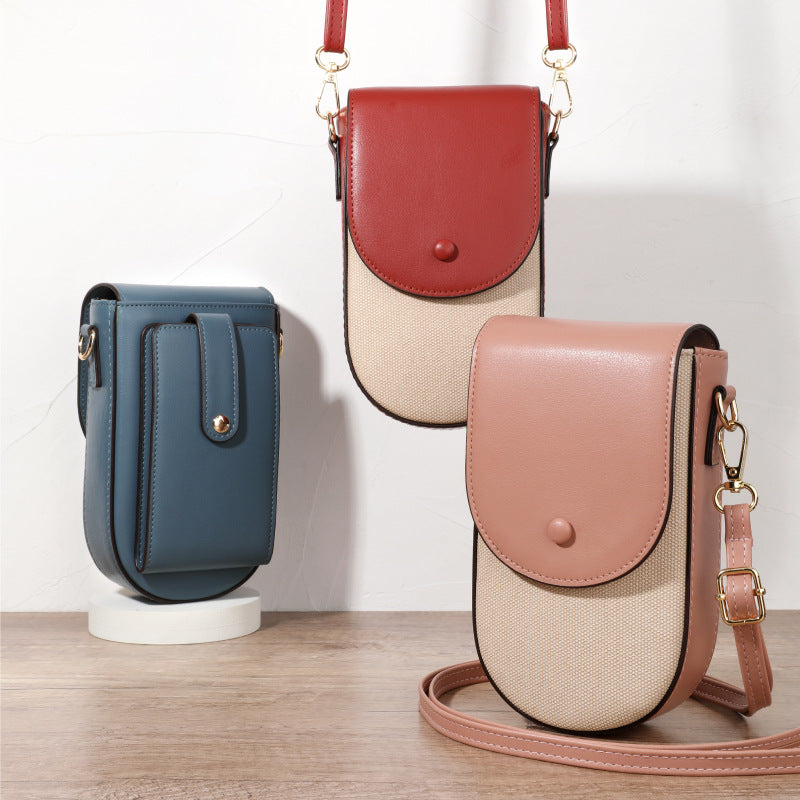 Women's Mobile Phone Crossbody Bag–PU Leather Messenger Bag, Small Shoulder Handbag & Everyday Phone Purse