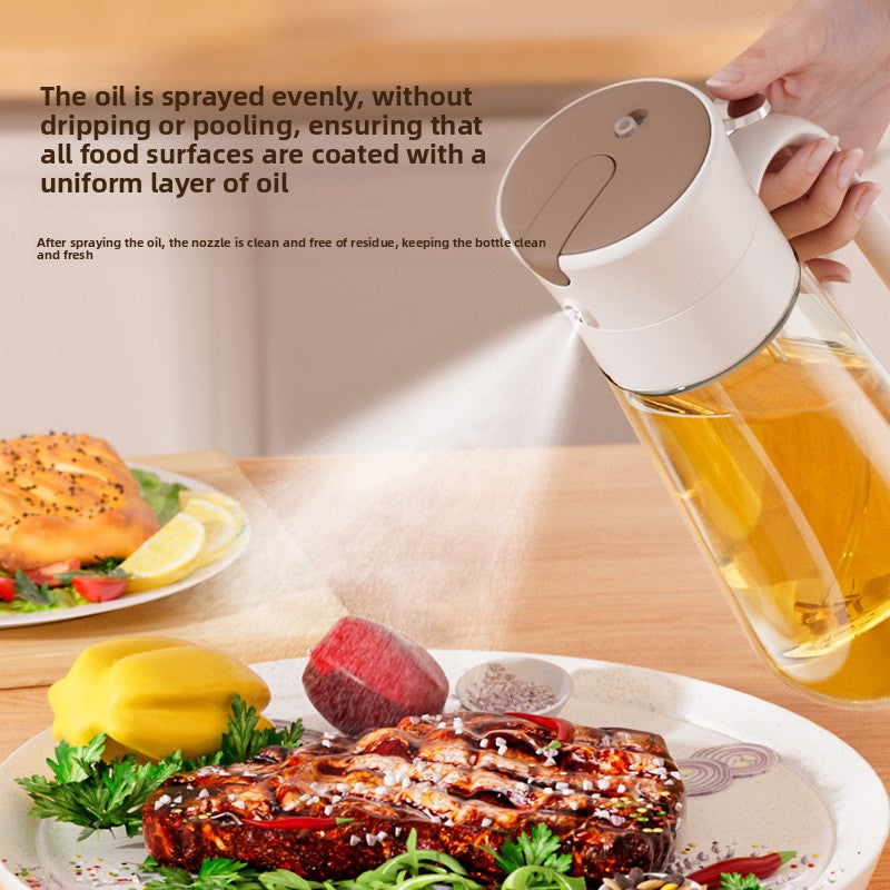 2-in-1 Glass Oil Sprayer & Pourer - 550ml Cooking Oil Dispenser Bottle