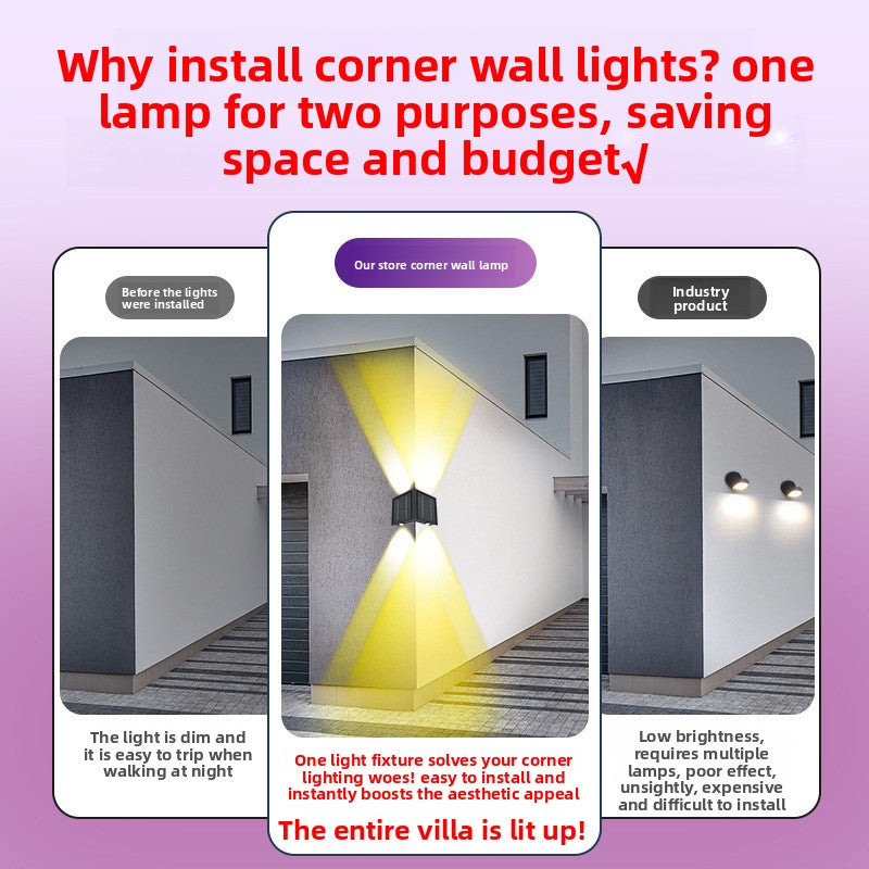 Solar LED Corner Wall Light – IP65 Waterproof Outdoor Garden Light