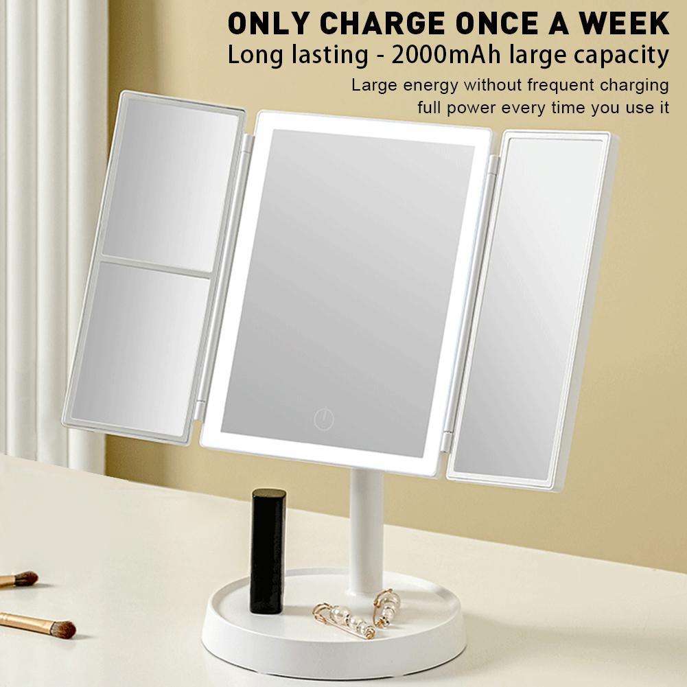 LED Vanity Mirror–Portable Folding Makeup Mirror with Adjustable Daylight Lighting