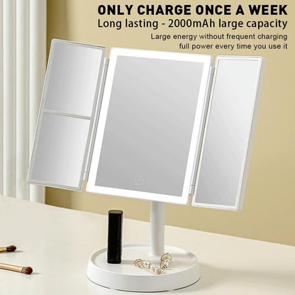 LED Vanity Mirror–Portable Folding Makeup Mirror with Adjustable Daylight Lighting