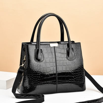 Women's Glossy Stone Pattern Handbag–Large Capacity Designer Shoulder Bag