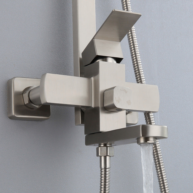 Luxury 304 Stainless Steel Rainfall Shower Head – Square Wall-Mounted Shower Set