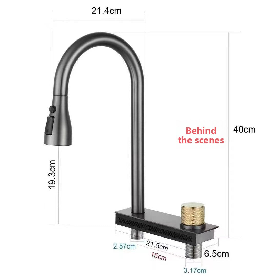 Pull-Out Waterfall Kitchen Mixer Tap–Modern Stainless Steel Sink Faucet