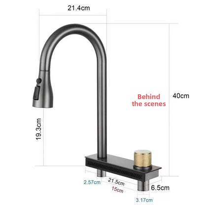 Pull-Out Waterfall Kitchen Mixer Tap–Modern Stainless Steel Sink Faucet