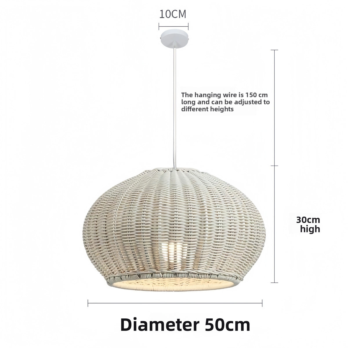 Outdoor Bamboo Rattan Pendant Light - Waterproof Japanese Style Garden Chandelier for Patio, Courtyard & Outdoor Dining