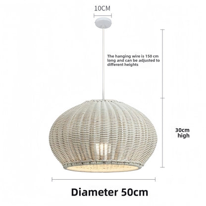 Outdoor Bamboo Rattan Pendant Light - Waterproof Japanese Style Garden Chandelier for Patio, Courtyard & Outdoor Dining