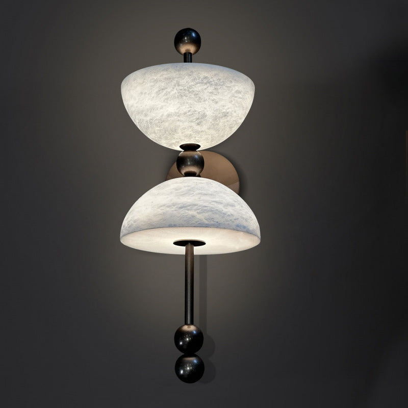 Spanish Marble Wall Light - Luxury Antique Bronze Glass LED Wall Lamp