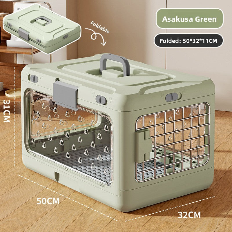 Foldable Pet Carrier Cage - Portable Travel Crate for Small to Medium Dogs & Cats