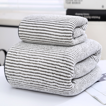 Bamboo Charcoal Fiber Towel Set-Ultra Soft Coral Fleece Bath Towels-Super Absorbent Quick Dry Bathroom Towels