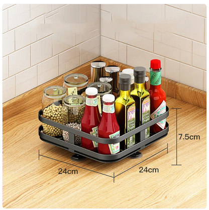 Rotating Spice Rack Organiser–360° Kitchen Turntable Storage Shelf, Metal Lazy Susan for Spices, Jars & Condiments