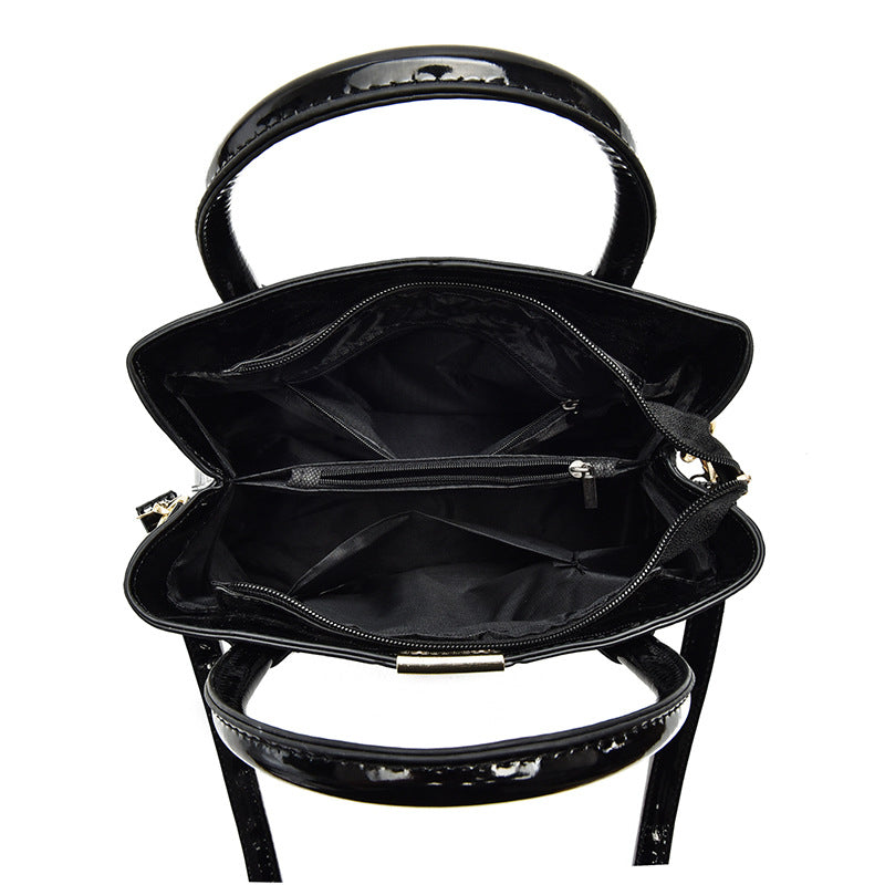 Women's Glossy Stone Pattern Handbag–Large Capacity Designer Shoulder Bag