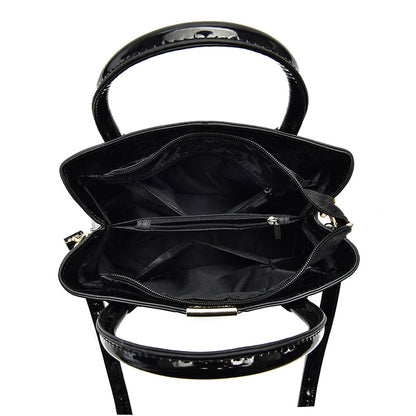 Women's Glossy Stone Pattern Handbag–Large Capacity Designer Shoulder Bag
