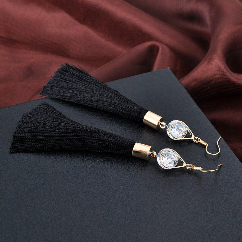 Water Drop Tassel Earrings–Geometric Alloy Drop Earrings, Stylish Statement Jewellery (Red & Black)