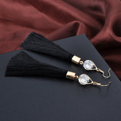 Water Drop Tassel Earrings–Geometric Alloy Drop Earrings, Stylish Statement Jewellery (Red & Black)
