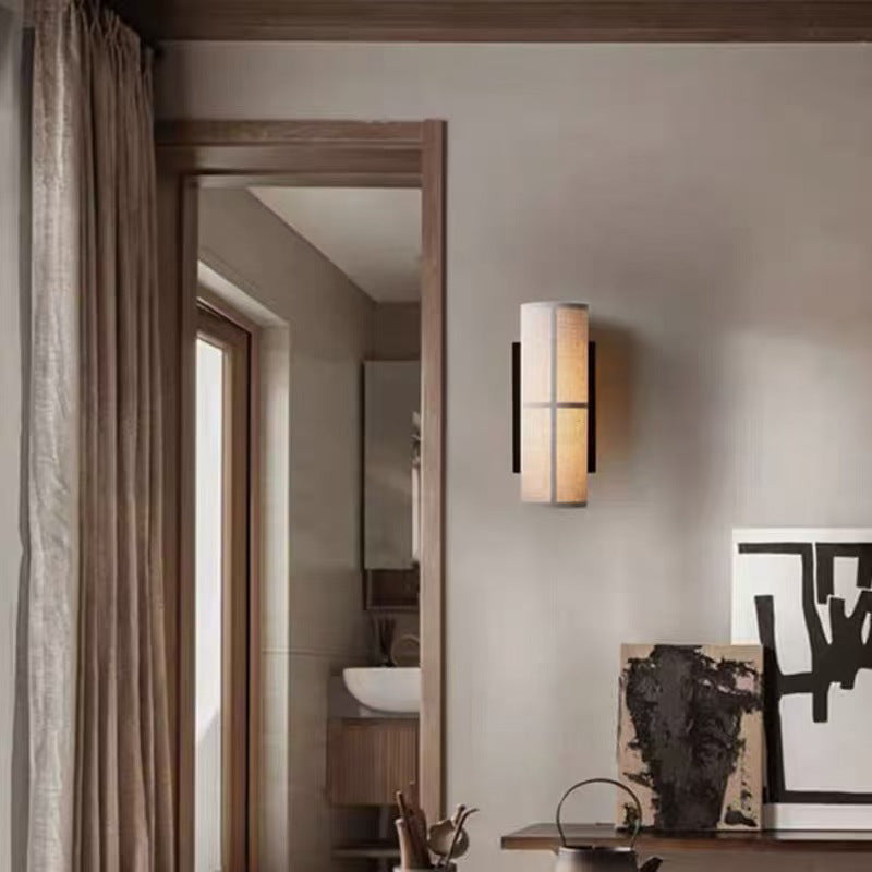 Japanese Fabric Wall Light - Wabi-Sabi LED Wall Lamp with Plug-In or Hardwired Options for Bedroom & Living Room
