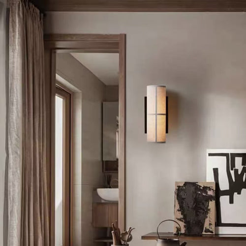 Japanese Fabric Wall Light - Wabi-Sabi LED Wall Lamp with Plug-In or Hardwired Options for Bedroom & Living Room