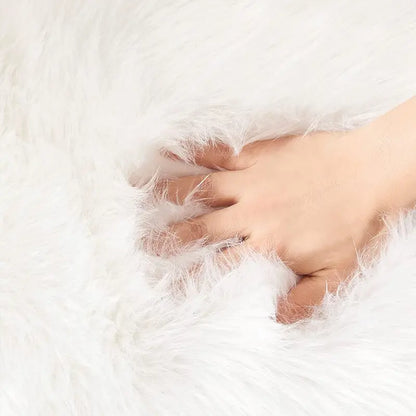 Floral Faux Fur Rug–Plush Non-Slip Bedroom Carpet for Living Room & Home Décor