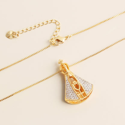 Double-Sided Madonna Zircon Necklace–Vintage Religious Pendant Necklace For Women