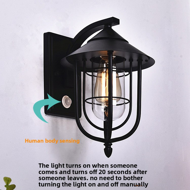 Retro Outdoor Sensor Wall Light - Nordic LED Glass Wall Lamp for Courtyard & Entrance