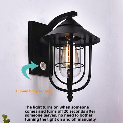Retro Outdoor Sensor Wall Light - Nordic LED Glass Wall Lamp for Courtyard & Entrance