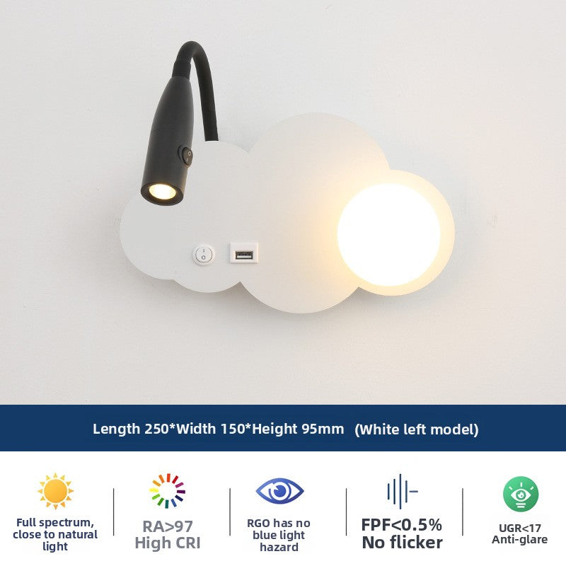 Modern Shaped LED Wall Reading Light with USB - Dimmable Bedside Wall Lamp