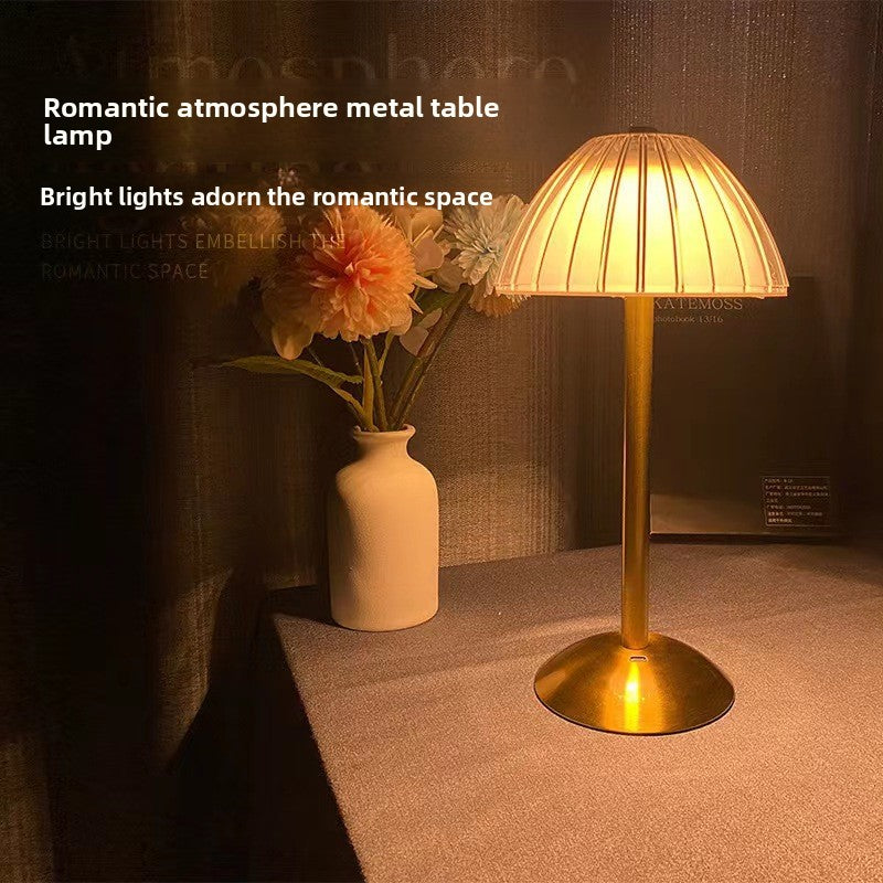 Rechargeable Crystal LED Table Lamp - Touch Control Cordless Bedside Night Light