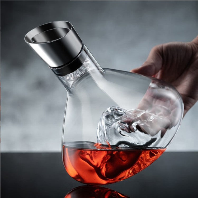 Waterfall Glass Wine Decanter - 650ml Mountain Design Red Wine Aerator Carafe