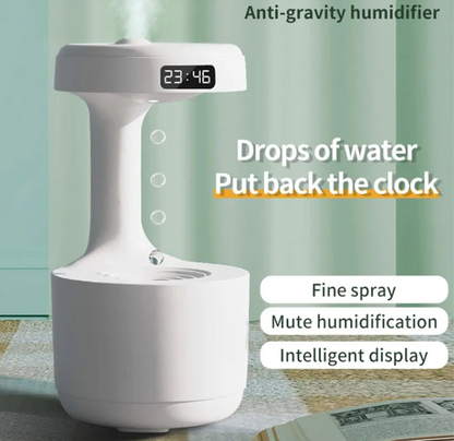 Anti-Gravity Humidifier with Clock & Aroma Diffuser–Silent Air Moisturiser for Home & Office