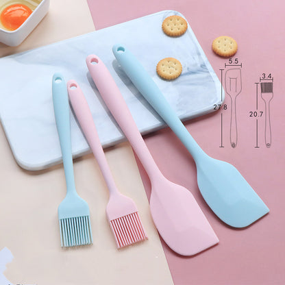 4-Piece Silicone Baking Tools Set–Spatula, Scraper & Oil Brush, Non-Stick Heat Resistant Kitchen Utensils