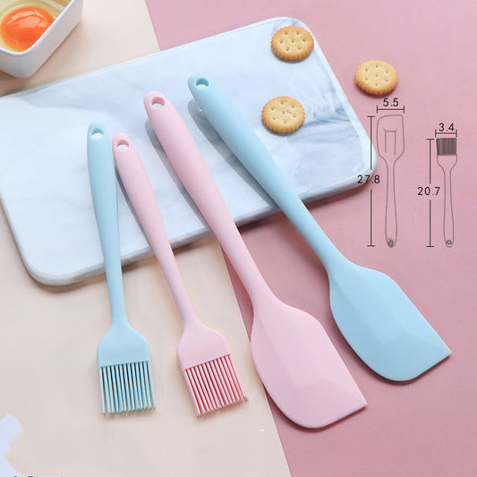 4-Piece Silicone Baking Tools Set–Spatula, Scraper & Oil Brush, Non-Stick Heat Resistant Kitchen Utensils