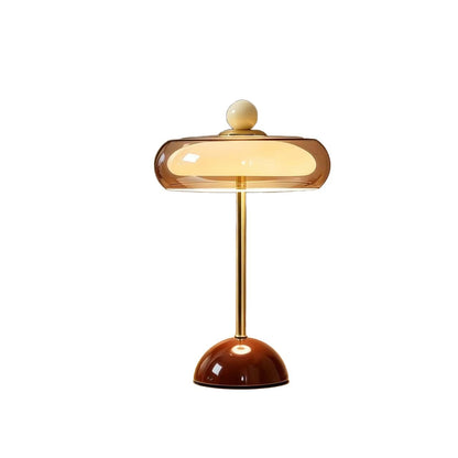 Vintage Rechargeable Glass Table Lamp - USB Touch Dimmable Mushroom LED Lamp