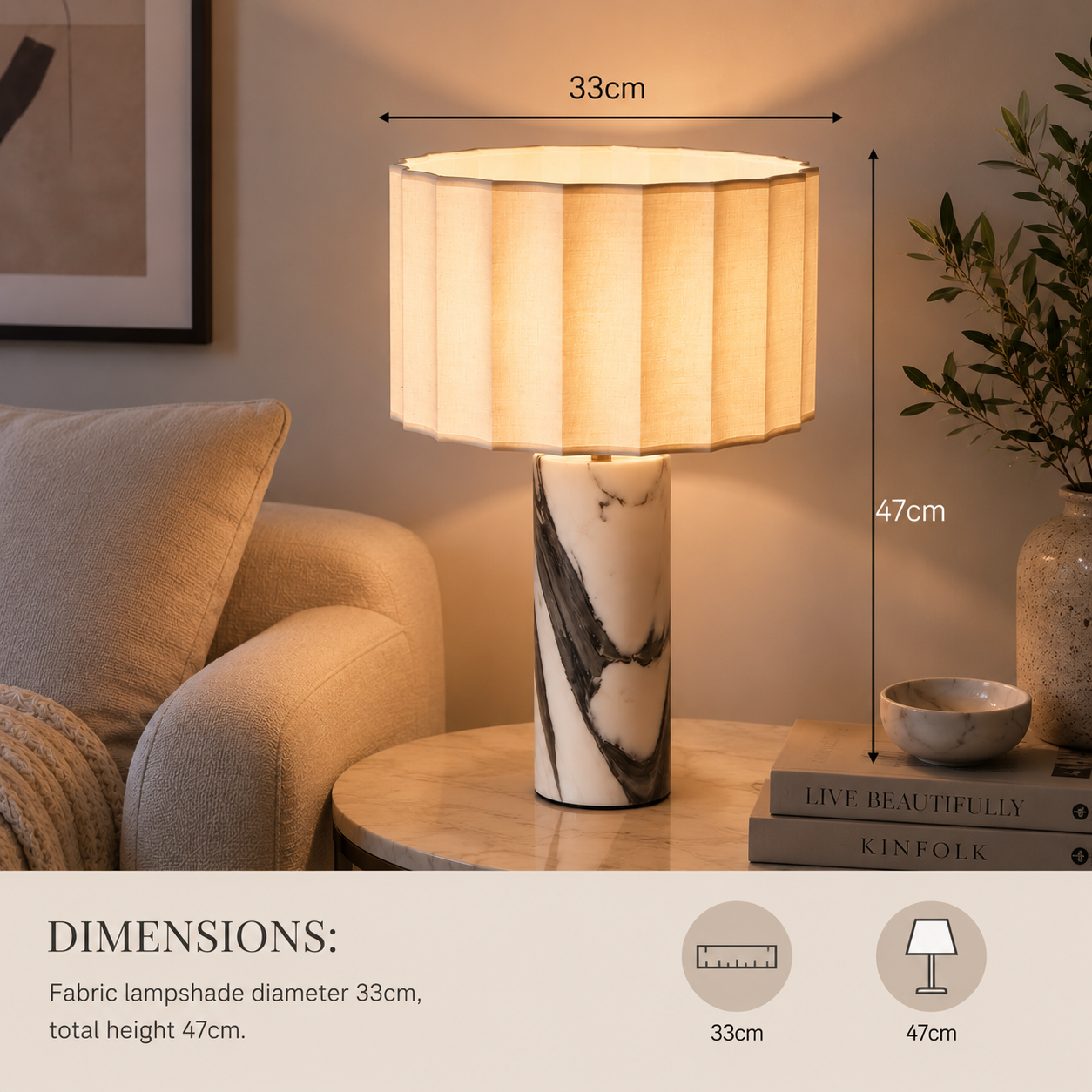 Luxury Italian Marble Table Lamp–Modern Designer Bedside Lamp With 3-Colour Dimmable LED
