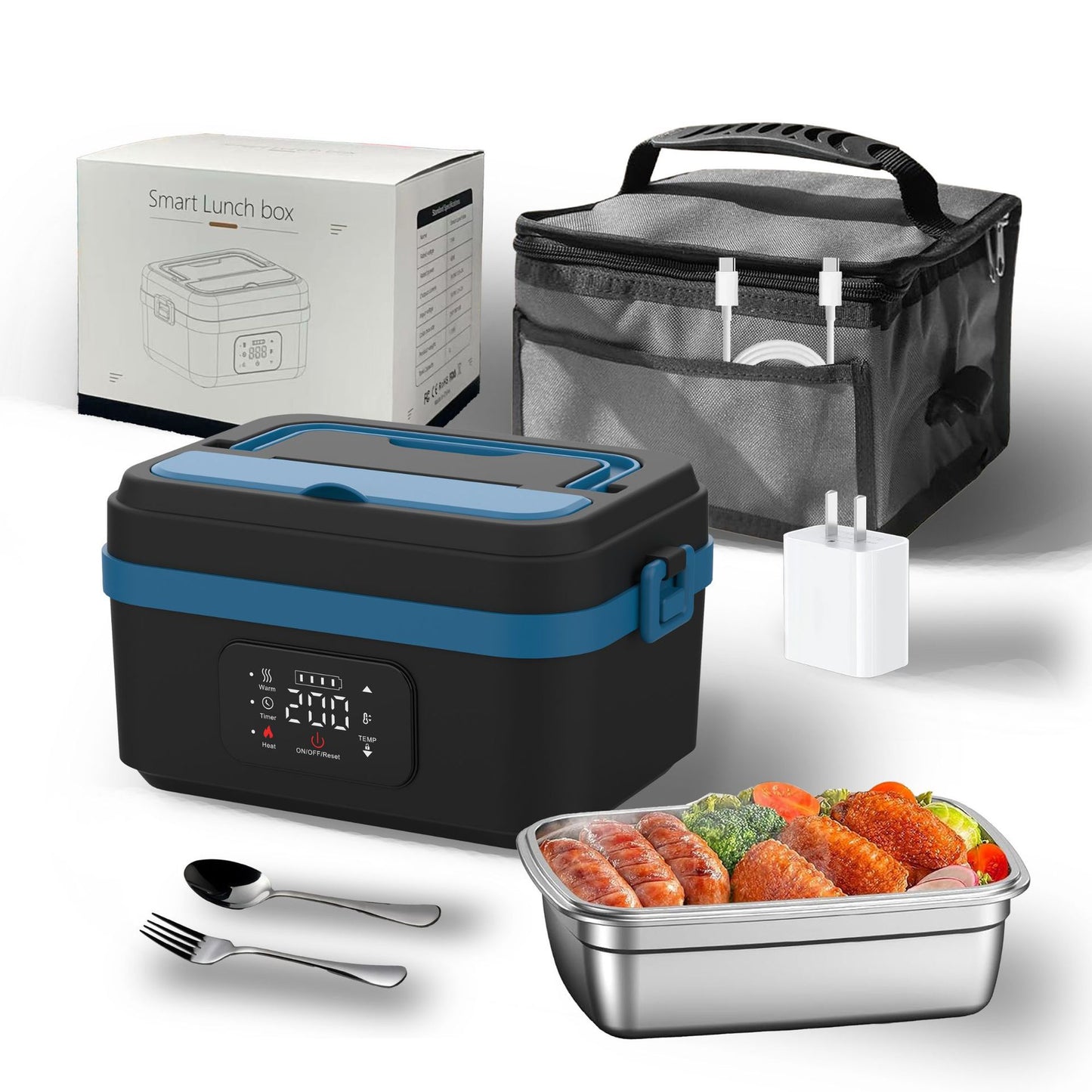 Portable Electric Lunch Box–USB Rechargeable Food Warmer with Stainless Steel Container