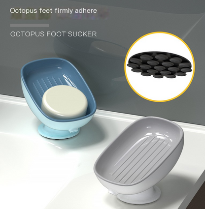 Suction Cup Soap Dish Bathroom Holder-No Drill Wall Mounted Soap Tray-Non-Slip Shower Soap Storage Rack