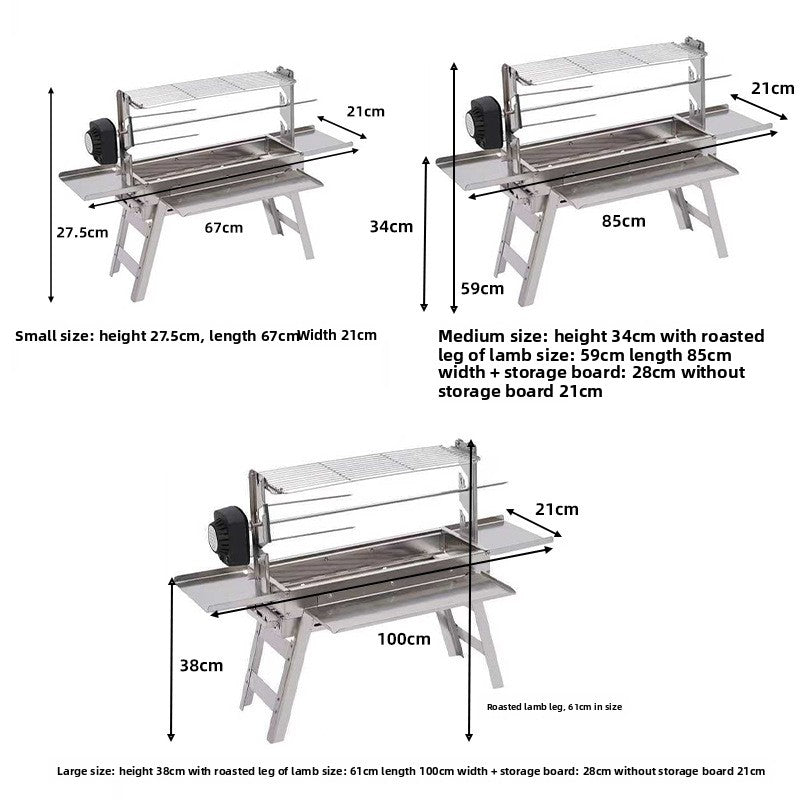 Foldable Stainless Steel Charcoal BBQ Grill - Portable Camping Barbecue with Carry Bag