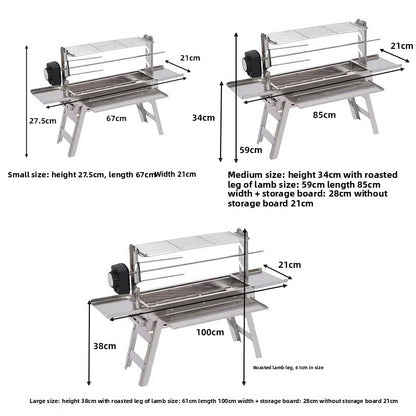Foldable Stainless Steel Charcoal BBQ Grill - Portable Camping Barbecue with Carry Bag