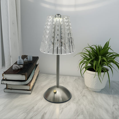 Rechargeable Crystal LED Table Lamp - Touch Control Cordless Bedside Night Light
