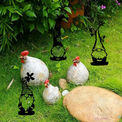 Rustic Metal Garden Gnome Stake–Decorative Iron Garden Silhouette Ornament