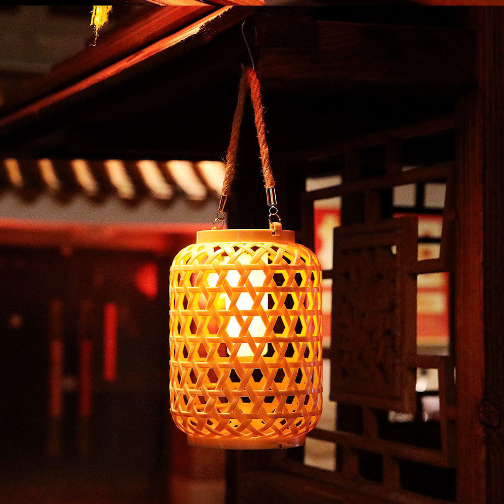 Solar Rattan Lantern Light–Waterproof Outdoor Solar Garden Hanging Lantern