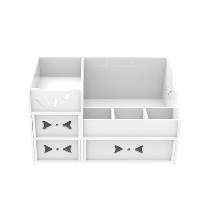 White Wood Desk Organiser-Bathroom Vanity Storage Organiser-Makeup & Toiletry Storage Box